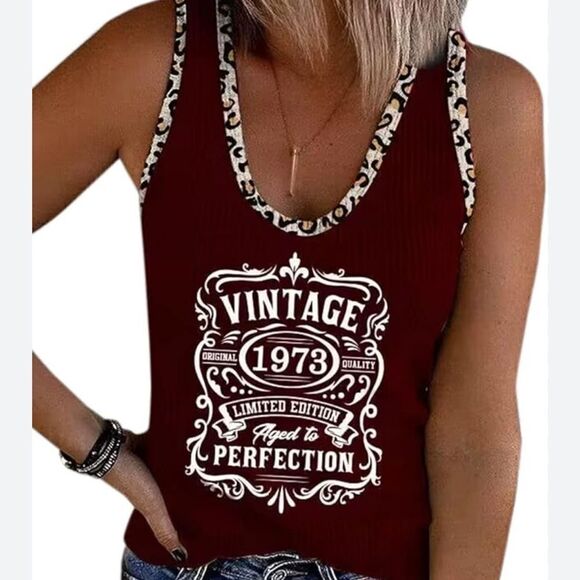 Vintage 1973 Brown Leopard Trim Tank -- M‎ - Picture 1 of 7